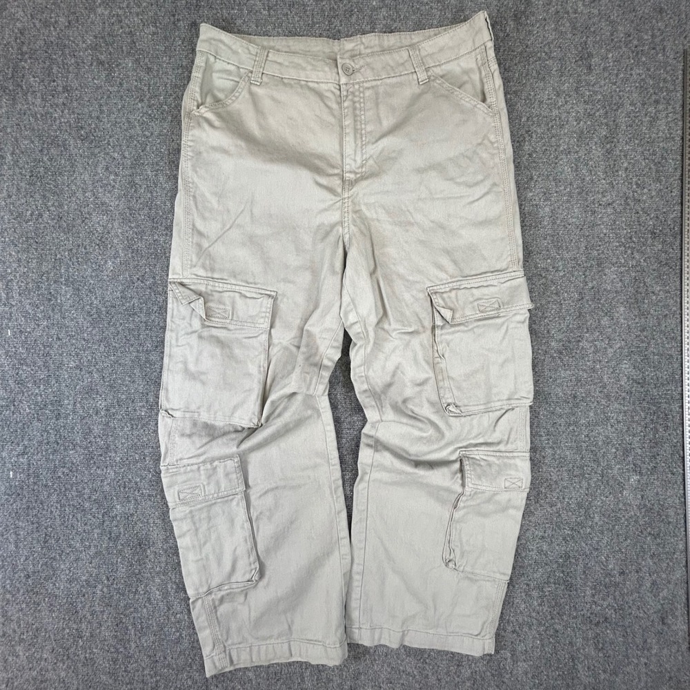 H&M Divided Mens Khaki Tan Cargo Pants Straight Leg Utility Trousers Size 36x29
